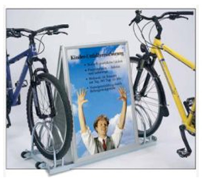 Fahrradständer mit Werbeaufsteller