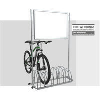 moosgrün 4er Fahrradständer mit Werbe-Schild 